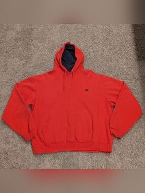 Classic Champion red pullover hoodie sweatshirt